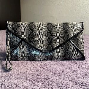 Black Snake Skin Clutch
